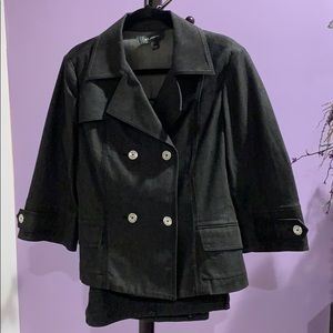 St John washed black denim set Sz L top 14 bottom